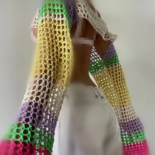 Load image into Gallery viewer, New Harajuku Grunge Solid Slash Neck Women Crop Pullovers Y2k Aesthetic Knitted Sexy Sweaters Streetwear Hollow Out Autumn Tops
