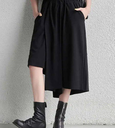 High Elastic Waist Black Irregular Casual Pants New Loose Fit Trousers Women Fashion Tide Spring Autumn 2025 1DF4734