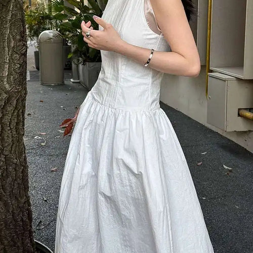 Load image into Gallery viewer, Women Coffee Color-block Elegant Long Vest Dress New Round Neck Sleeveless Fashion Tide Spring Summer 2025 1DJ0743
