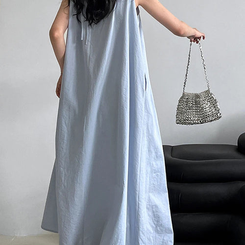 Load image into Gallery viewer, Women White Blue Knot Elegant Big Size Long Vest Dress New Halter Sleeveless Fashion Tide Spring Summer 2025 1DJ1282
