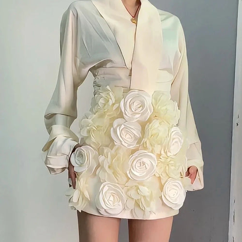 Load image into Gallery viewer, Solid Spliced Appliques Slimming Skirts For Women High Waist Temperament Mini Skirts Female Fashion Style Fashion
