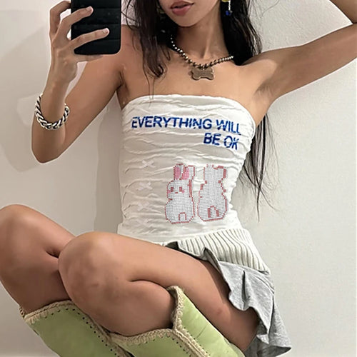Load image into Gallery viewer, Korean Style Printed Summer Tube Top Female Bow Sweet Coquette Clothes Crop Tops Mini Japanese Y2K Strapless Bandeau
