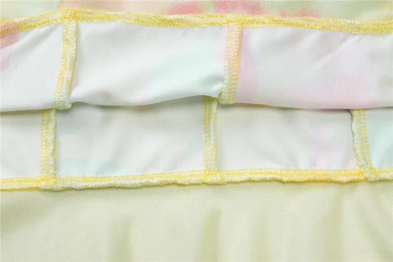 Off-shoulder Strapless Sexy Mini Dress For Women Robe Yellow Sleeveless Backless Ruffled Printed Club Dress Vestido