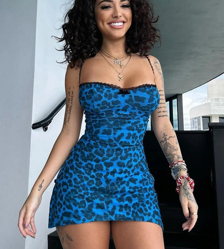 Summer Fashion Print Slips Backless Patchwork Bow Slit Sexy Mini Dress Slim Women New Outfits Birthday Party Club