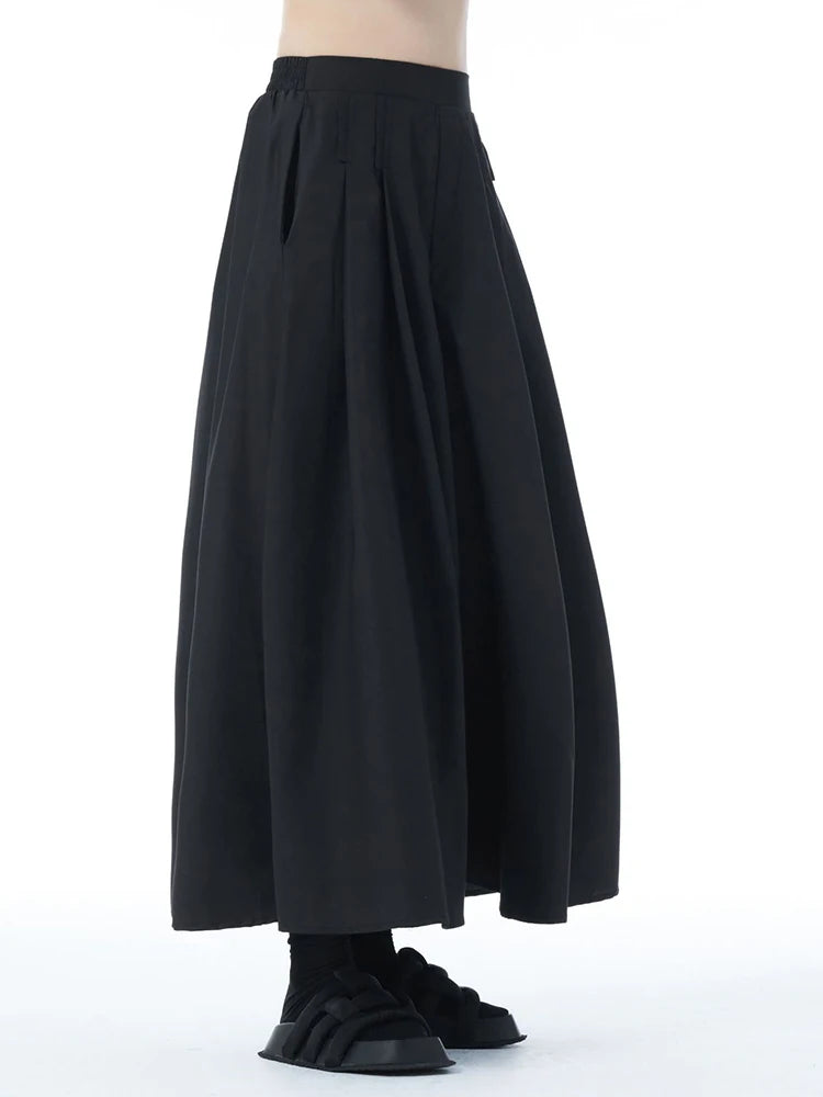 High Elastic Waist Black Brief Pleated Long Wide Leg Pants New Trousers Women Fashion Tide Spring Autumn 2025 1DJ0952