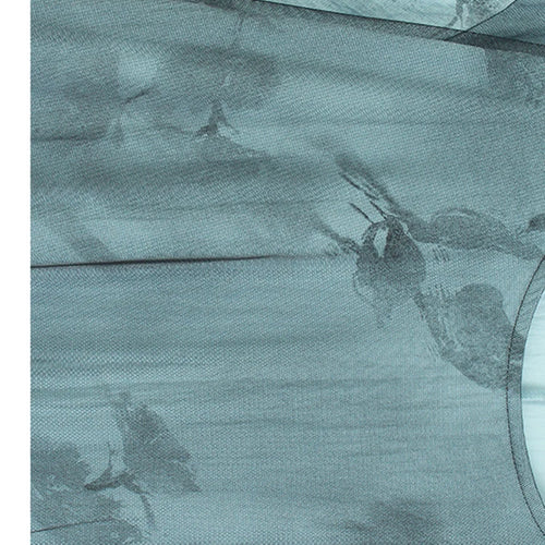 Load image into Gallery viewer, Women Blue Pattern Printed Mesh Big Size Midi Dress New Round Neck Short Sleeve Fashion Tide Spring Summer 2025 1DJ1326
