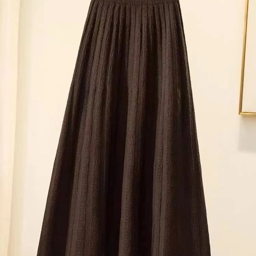 Load image into Gallery viewer, Autumn Winter New Elegant Slim Elastic High Waist A-line Skirt Solid Holiday Striped Big Swing Knitted Skirts Women Popular
