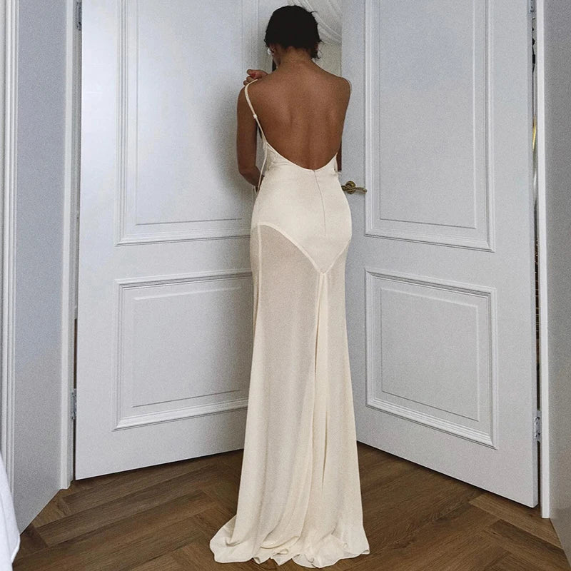 Spaghetti Strap Strapless Sexy Maxi Dress For Women Gown Elegant Off-shoulder Backless High Waist Bodycon Long Dress