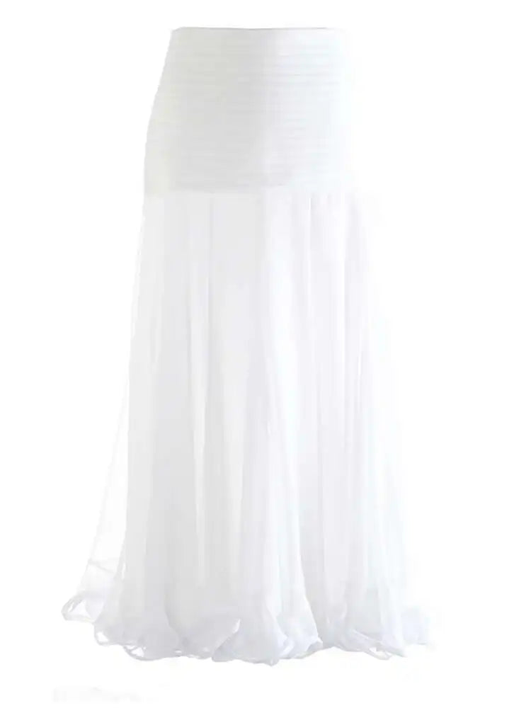 High Waist Black Pleated Chiffon Mesh Elegant Long Half-body Skirt Women Fashion Tide New Spring Autumn 2025 1DH9156