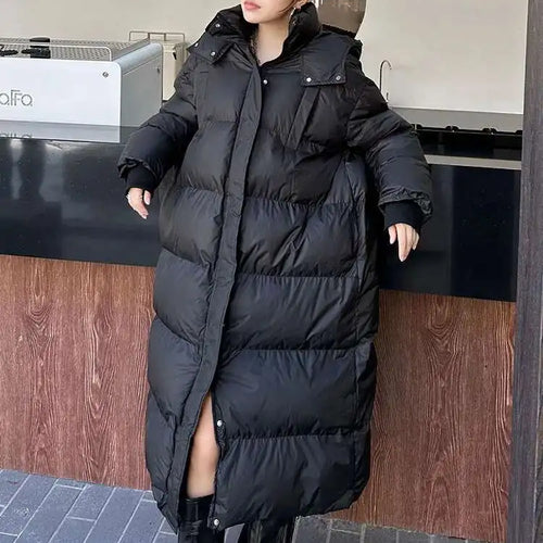 Load image into Gallery viewer, Black Thick Long Warm Big Size Hooded Cotton-padded Coat Long Sleeve Women Parkas Fashion New Autumn Winter 2025 1DH8321
