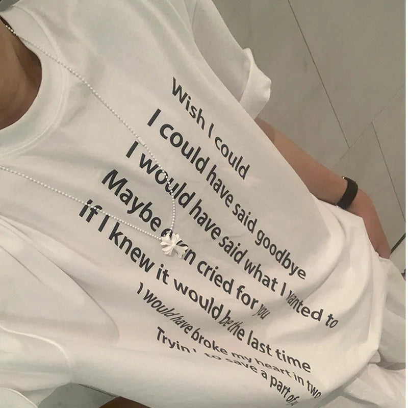 Men's T-shirts Short Sleeve Letter Printed Design New Summer Loose Round Neck T-shirt  Korean Niche Pullover Trendy 9W1614