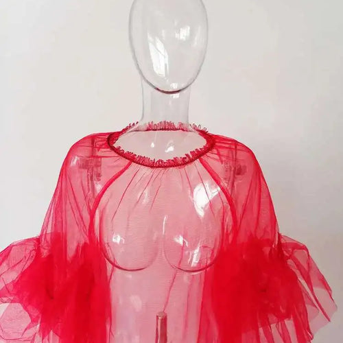 Load image into Gallery viewer, Women Black Ruffles Long Big Size Dress New Round Neck Three-quarter Sleeve Loose Fit Fashion Spring Summer 2025 JR77101
