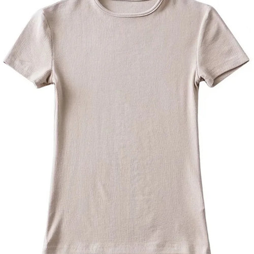 Load image into Gallery viewer, Casual Summer Woman Skinny Fit T-shirt Tight Short-Sleeve O-neck Tee Basic Solid Crop Tops T Shirt
