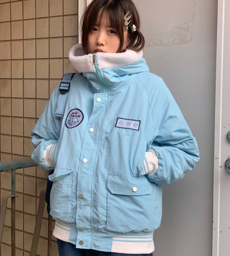 Vintage Bomber Jacket 2024 Women Clothes Winter Parka Hooded Casual Streetwear Outwear Y2k Tops Thicked Fashion Coats Ropa Mujer