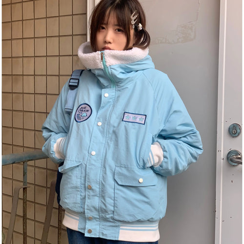 Load image into Gallery viewer, Vintage Bomber Jacket 2024 Women Clothes Winter Parka Hooded Casual Streetwear Outwear Y2k Tops Thicked Fashion Coats Ropa Mujer
