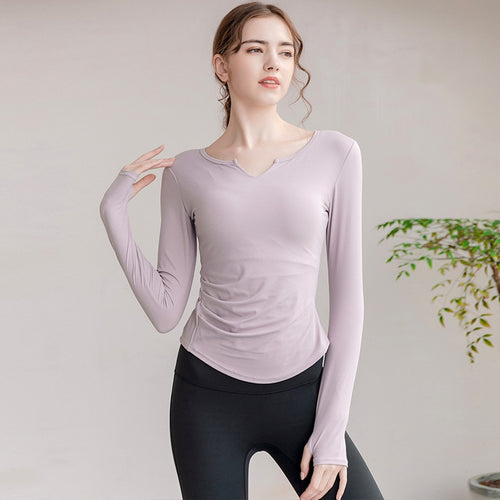 Load image into Gallery viewer, Seamless Long Sleeves Sports Yoga T-shirt V-neck Fitness High-quality Tops Tight Running Gym Activewear Workout Clothes Woman
