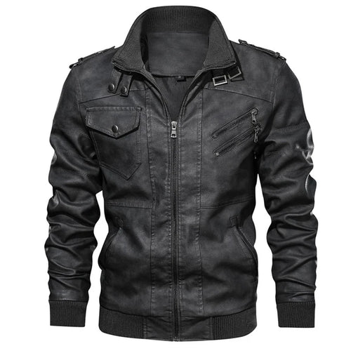 Load image into Gallery viewer, Men&#39;s Leather Jackets Autumn Fashion Casual Motorcycle PU Jacket Biker Leather Coats Brand Clothing
