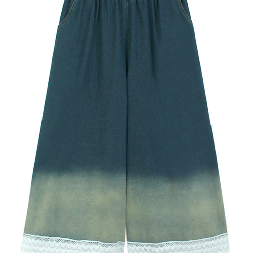 Load image into Gallery viewer, High Waist Blue Gradual Color Lace Hem Denim Wide Leg Jeans New Women Trousers Fashion Tide Spring Autumn 2025 1DJ1189
