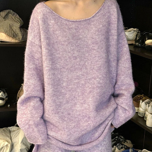 Load image into Gallery viewer, High Elastic Waist Purple Warm Knitting Long Wide Leg Pants New Trousers Women Fashion Tide Autumn Winter 2025 1DH9200
