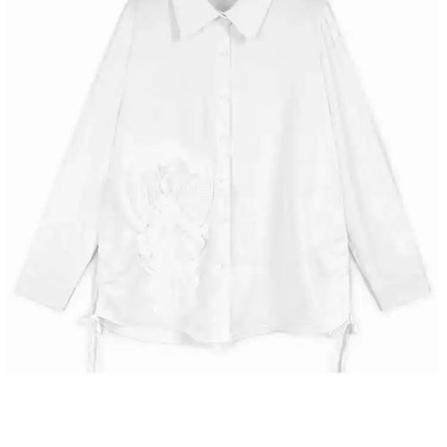 Load image into Gallery viewer, Women Black Flower Drawstring Big Size Casual Blouse New Lapel Long Sleeve Shirt Fashion Tide Spring Autumn 2025 1DH9967
