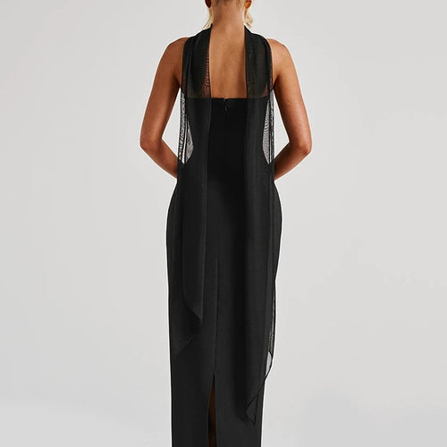 Load image into Gallery viewer, Scarf Collar Strapless Sexy Maxi Dress For Women Fashion Off-shoulder Backless Bodycon Club Party Long Dress Elegant
