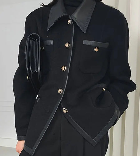 Autumn Casual Jackets for Women 2025 New Loose Lapel Buttoned Split-joint with Pocket Coat Winter Clothes for Woman