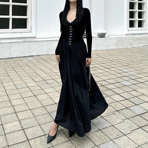 Load image into Gallery viewer, Gothic Fashion Corset Maxi Dress Elegant Square Neck Harajuku Pinks Up Loose Autumn Dress Women Party Draped Clothing
