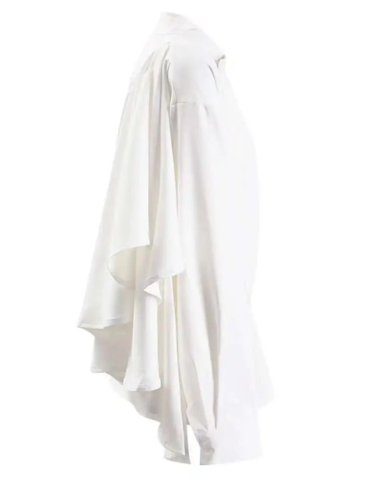 Women Irregular Design Ways Wear Big Size Blouse New Stand Collar Long Sleeve Shirt Fashion Spring Autumn 2025 CPG1239