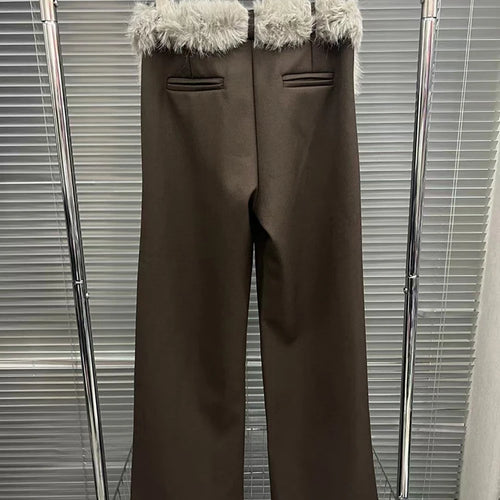 Load image into Gallery viewer, Patchwork detachable Feathers Casual Loose Pants For Women High Waist Spliced Button Wide Leg Pant Female Fashion
