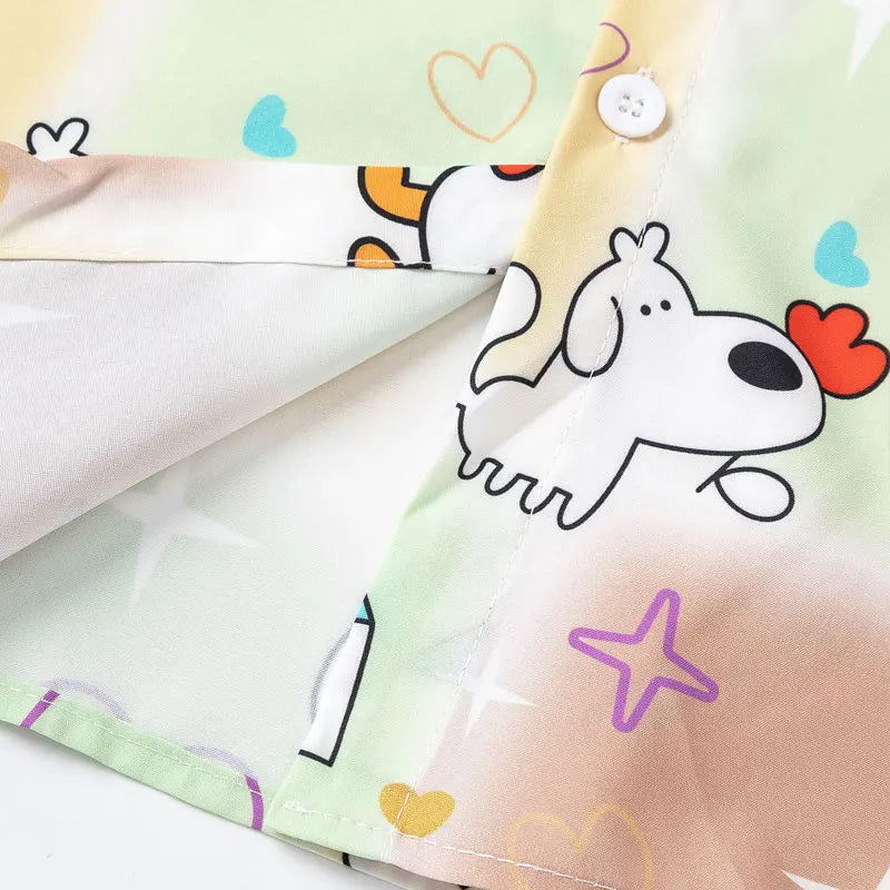 Summer Hawaiian Shirts Streetwear Funny Cartoon Graphic Printed Button Up Short Sleeve Beach Blouse Harajuku Casual Baggy Tops