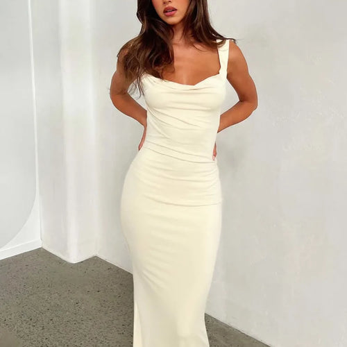 Load image into Gallery viewer, Sexy Sleeveless Swinging Collar Spaghetti Strap Dress Women Bodycon Elegant Female Backless Long Party Club Vestidos
