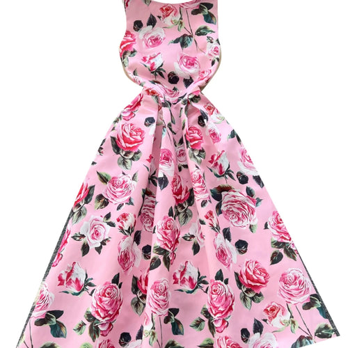 Load image into Gallery viewer, Women White Pink Flower Elegant Vest Long Dress 2025 Summer New Retro Sleeveless Fashion High Waist Pleated Dress Bohemian Trend
