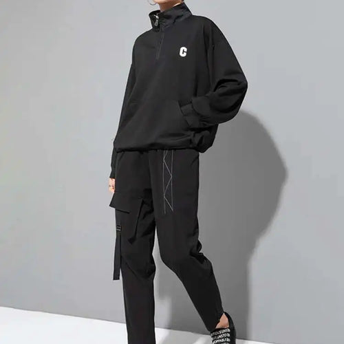 Load image into Gallery viewer, High Elastic Waist Black Topstitched Harem Pants New Loose Fit Trousers Women Fashion Tide Spring Autumn 2025 1DF6500
