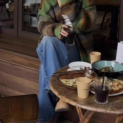 Load image into Gallery viewer, New Fashion Grunge Striped Women Knitwear 2025 Streetwear All Match Loose Y2k Aesthetic Sweaters Casual Vintage Cardigans Autumn
