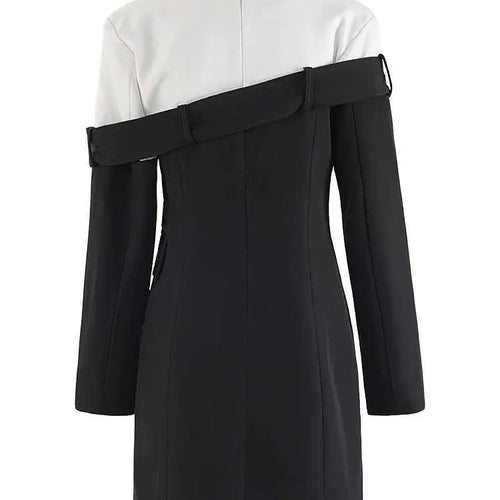 Load image into Gallery viewer, Women Black Double Breasted Color-block Mini Blazer Dress New Lapel Long Sleeve Fashion Tide Spring Autumn 2025 CPDB254
