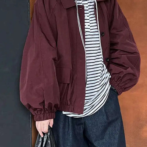 Load image into Gallery viewer, Wine Red Pocket Big Size Casual Thin Jacket New Lapel Long Sleeve Women Coat Fashion Tide Spring Autumn 2025 1DH7292
