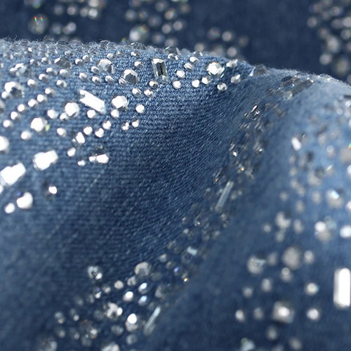 Load image into Gallery viewer, High Waist Blue Denim Long Rhinestones Shining Flare Jeans New Women Trousers Fashion Tide Spring Autumn 2025 7AB9027
