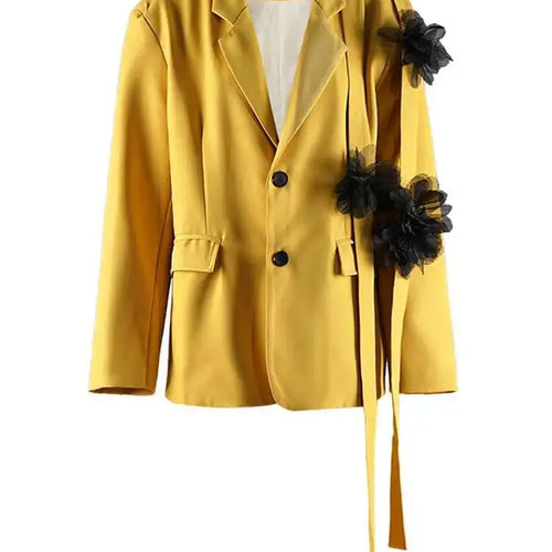 Load image into Gallery viewer, Flower Ribbon Blazer Wide Leg Pants Two Piece Suit New Lapel Long Sleeve Women Fashion Tide Spring Autumn 2025 CPG2570
