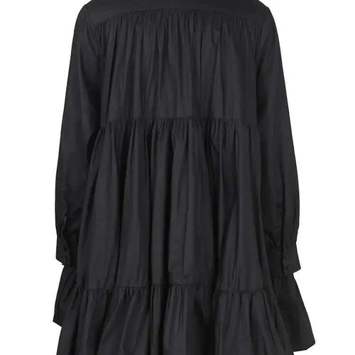 Load image into Gallery viewer, Women Black Pleated Elegant Mini Shirt Dress New Lapel Long Sleeve Loose Fit Fashion Tide Spring Autumn 2025 1DE365901
