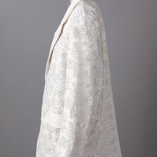 Load image into Gallery viewer, Women Beige Textured Pocket Big Size Vintage Blazer New Lapel Long Sleeve Jacket Fashion Tide Spring Autumn 2025 CPG3013
