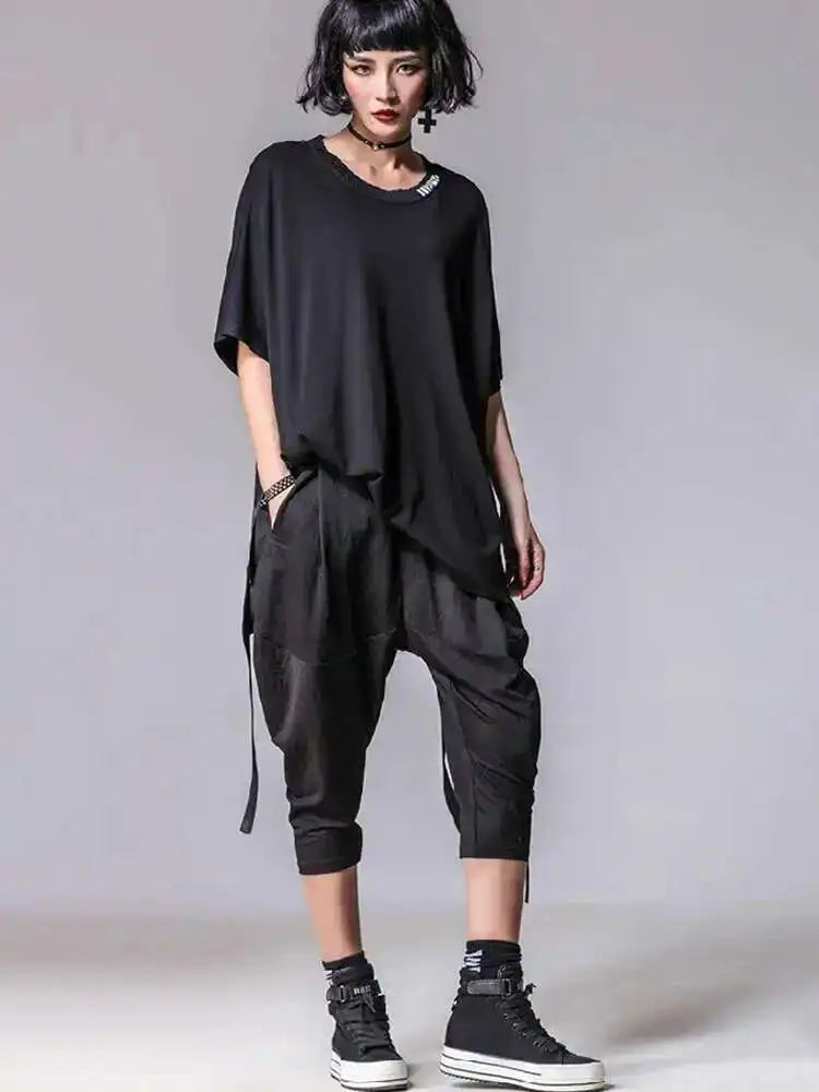 High Elastic Waist Black Pockets Casual Harem Pants New Loose Fit Trousers Women Fashion Tide Spring Autumn 2025 1DF4676