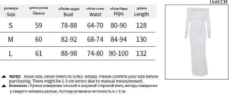 Lace Off-shoulder Sexy Maxi Dress For Women White Strapless Long Sleeve Backless Bodycon Club Party Sexy Long Dress