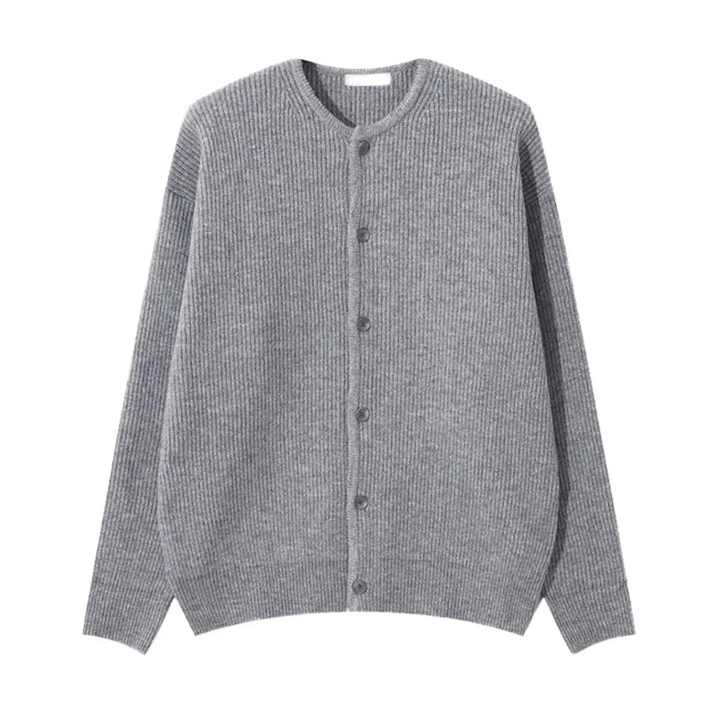 Round Collar Men's Sweaters Knitting Korean Style Single Breasted Solid Color Loose Male New Spring Cardigan Fashion 9W1195