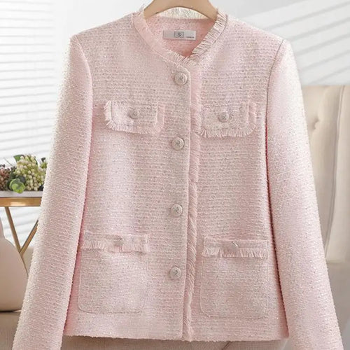 Load image into Gallery viewer, Korean Retro Pink Beige Women&#39;s Single Breasted Sequins Blazer Jacket 2024 New Spring Autumn Red Temperament Goddess Top Popular
