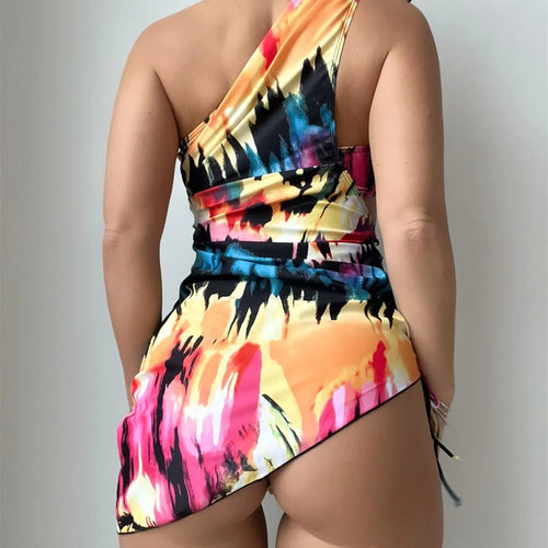 Load image into Gallery viewer, Sexy Colorful Bandeau Three Pieces Swimsuit with Cover Up 2025 Brazilian Swimwear Women Biquini Beachwear
