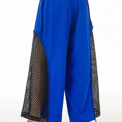 Load image into Gallery viewer, High Elastic Waist Blue Mesh Hollow Out Wide Leg Trousers New Loose Fit Pants Women Fashion Spring Autumn 2025 1DE8664
