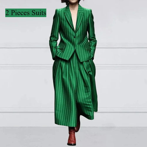 Load image into Gallery viewer, Winter Clothes Trendy Pants Suits Set Office for Women 2024 Autumn British Striped Loose Wide Leg Womens England Capris
