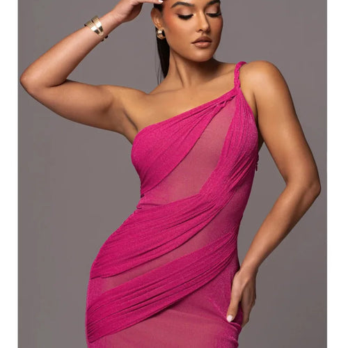 Load image into Gallery viewer, Elegant Sleeveless Mesh Patchwork Split Dress Women's Sexy Open Back Tight Female Vestidos Slim Party Club Evening Dress
