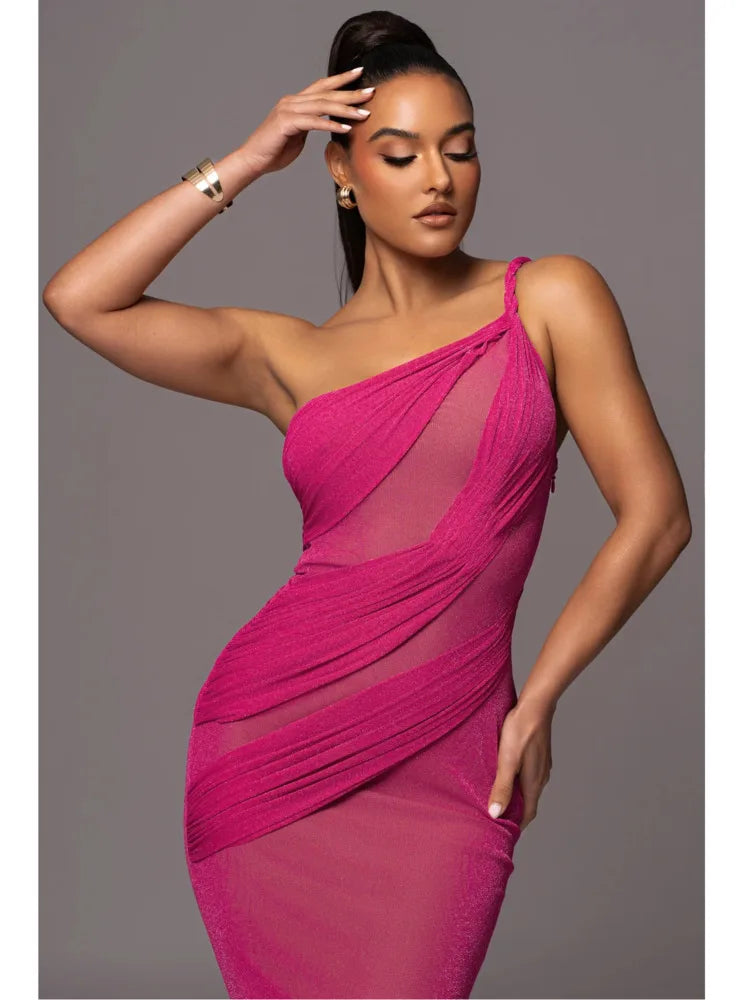 Elegant Sleeveless Mesh Patchwork Split Dress Women's Sexy Open Back Tight Female Vestidos Slim Party Club Evening Dress