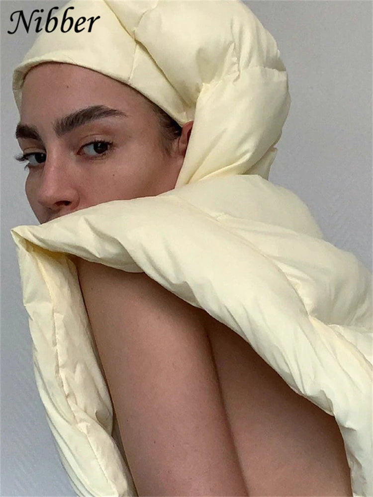 Solid Color Hooded Bread Jacket Sleeveless Vest Coat Cotton Fashion Casual Street Style For Women Daily Outing Wear